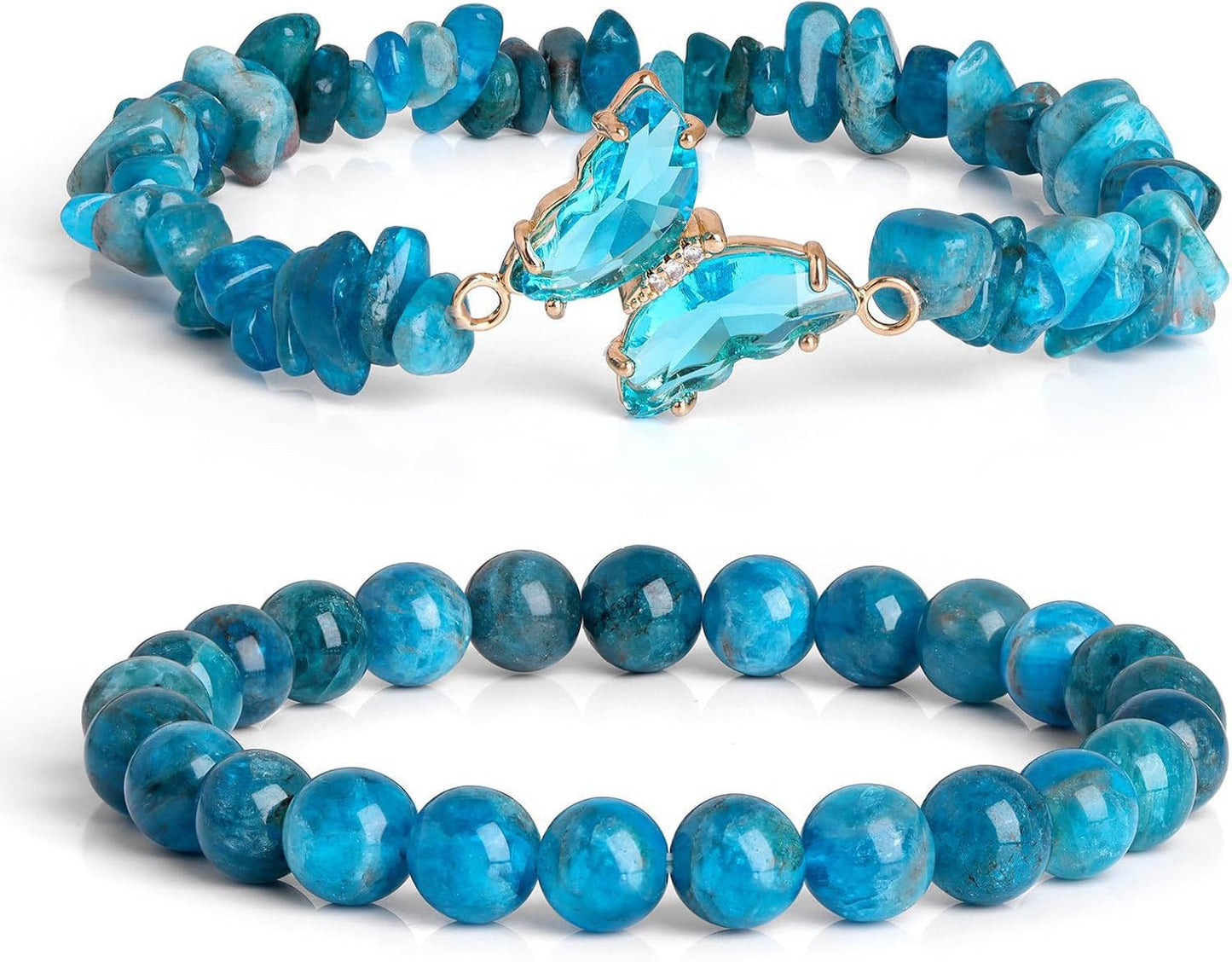 Minimalist Natural Crystal Butterfly Bracelet Set for Women