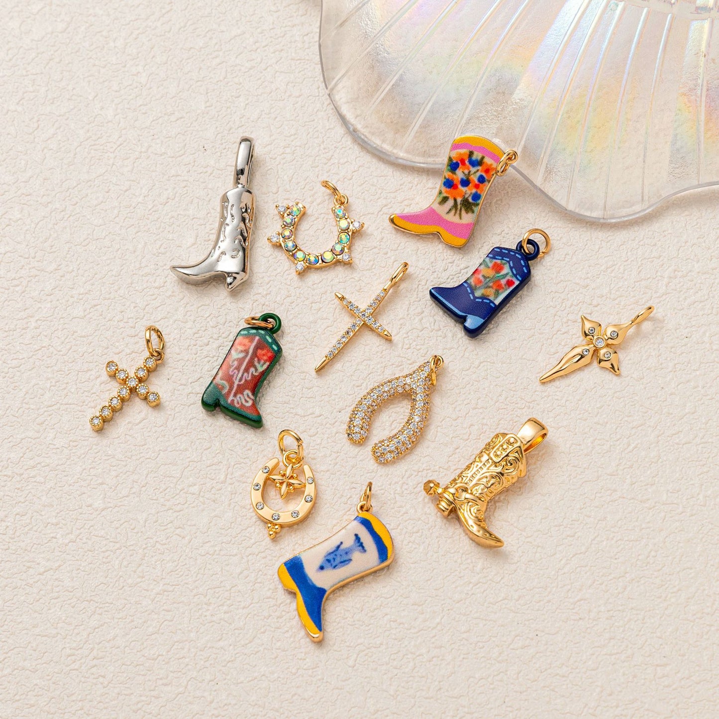 Fashion Gold Plated Brass Boot Charm Bar PVD Coated DIY Pendant
