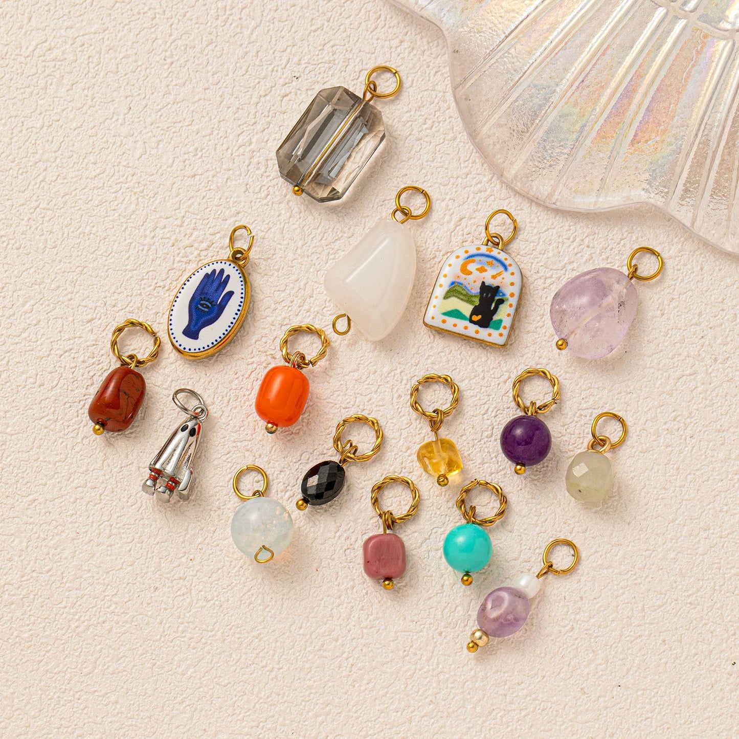 Vintage 18K Gold Plated Stainless Steel Birthstone Charm Bar for Women