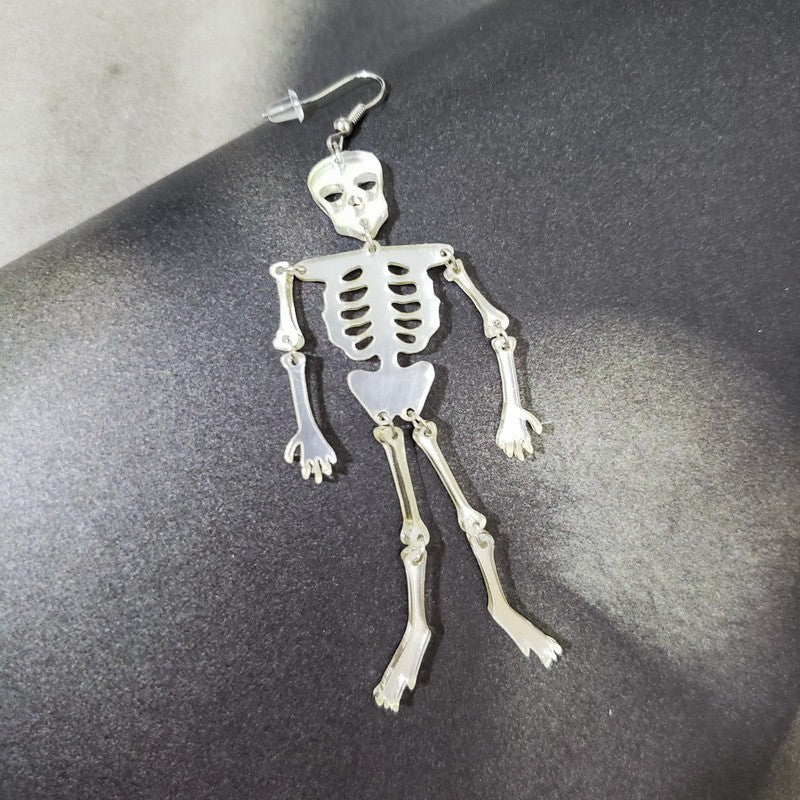 Pendientes acrílicos de calavera gótica oscura y esqueleto para mujer con forma geométrica y acabado hecho a mano