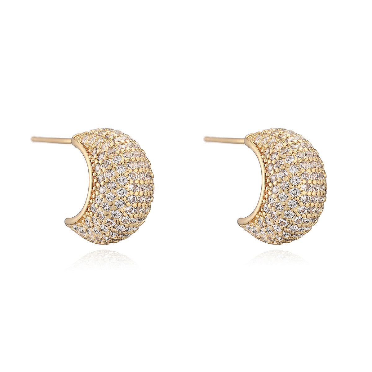 Minimalist Luxury Geometric Gold Plated Brass Cubic Zirconia Inlay Earrings for Women