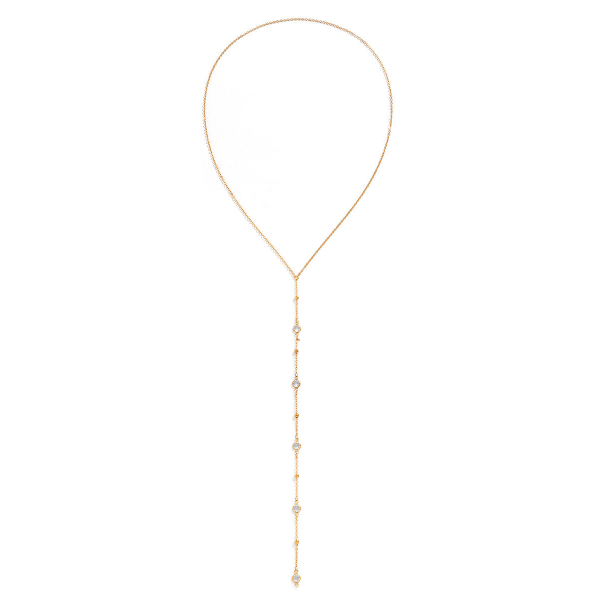 Sweet Geometric Rhinestone Crystal Pendant Brass Plated Box Chain Necklace for Women