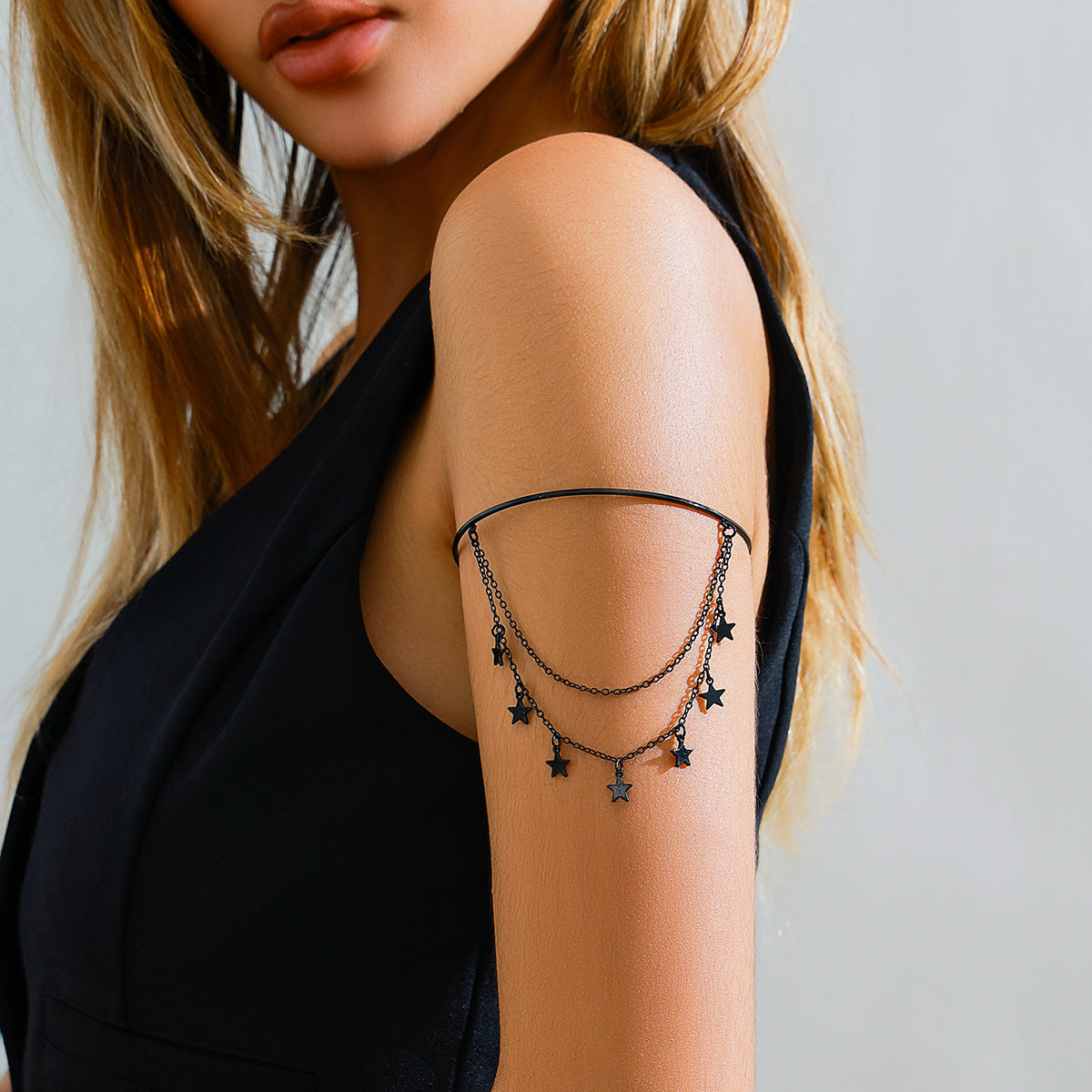 Sweet Gothic Cross Crystal Plated Alloy Multi-layer Arm Cuff Leg Chain