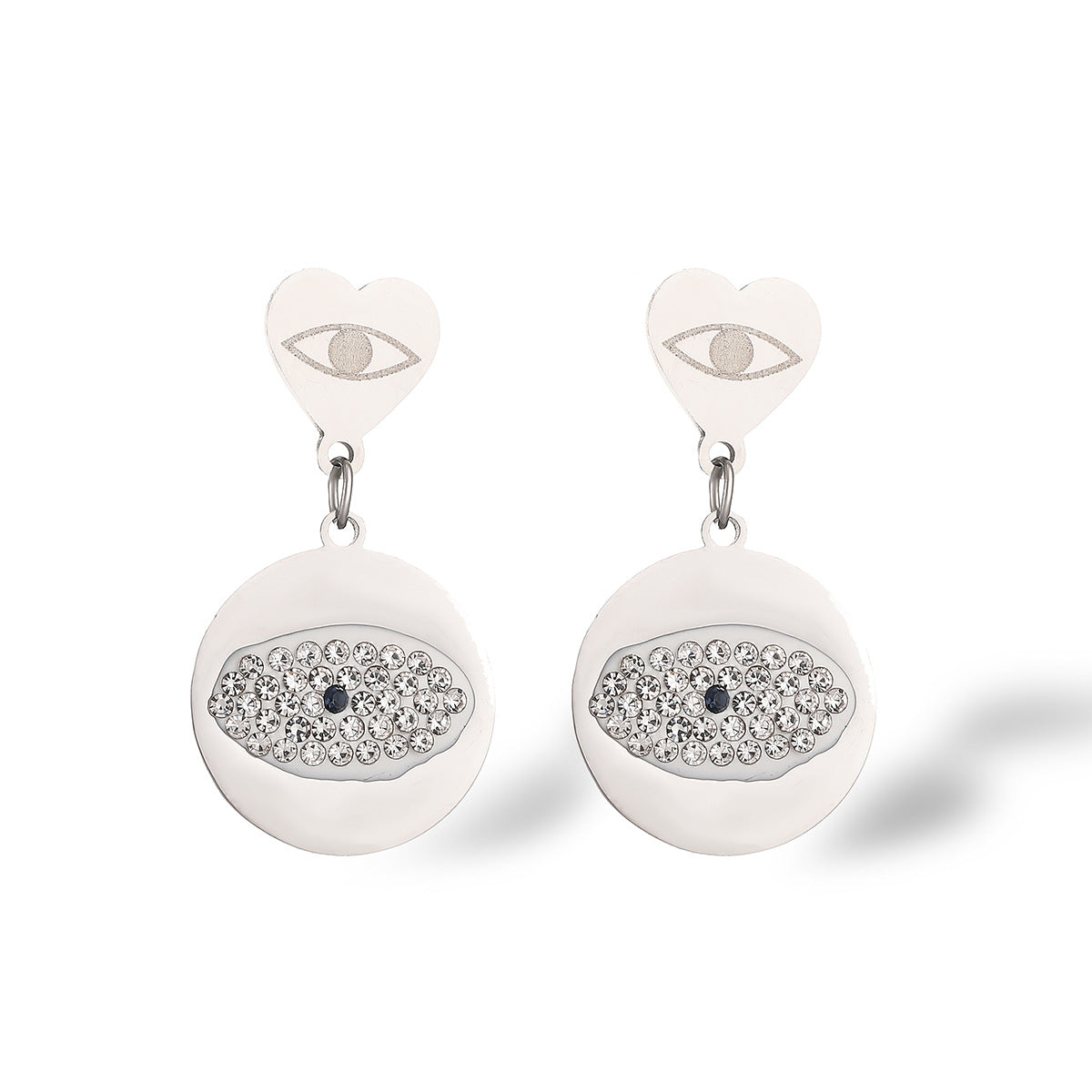 Minimalist Irregular Geometric Demon Eye Titanium Steel Earrings for Women Vintage-Style Fashion Earrings