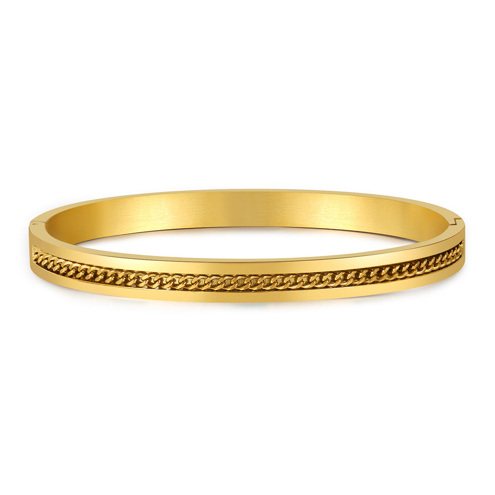 Round Geometric Plated Stainless Steel Bracelet for Women