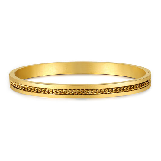 Round Geometric Plated Stainless Steel Bracelet for Women