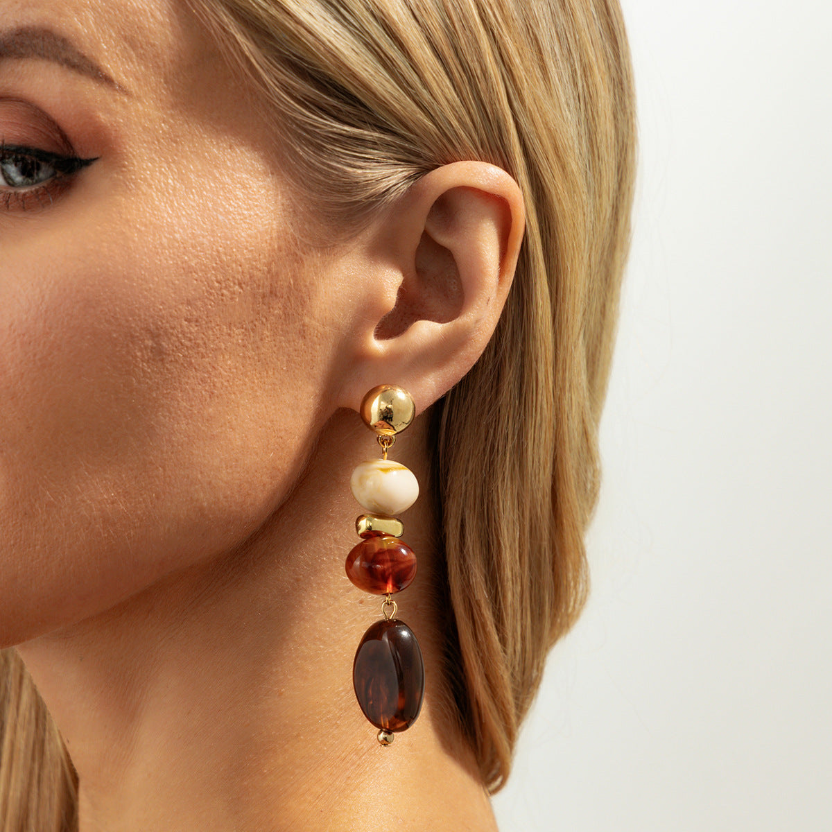 Vintage Bohemian Geometric Oval Gradient Resin Earrings for Women