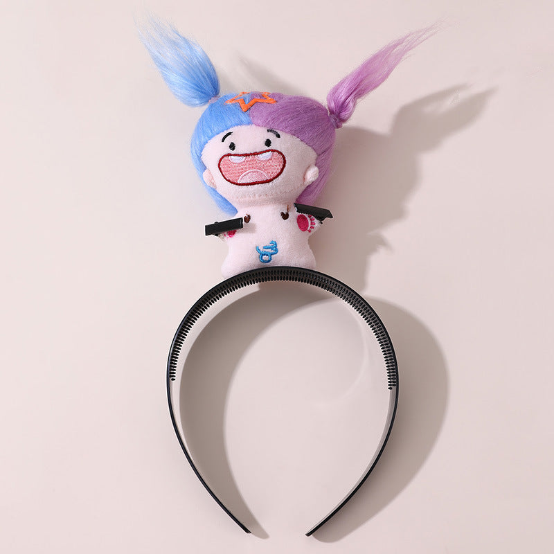Fascia per capelli per bambini a forma di topo da cartone animato, in tessuto con rivestimento in resina e bordo in pizzo