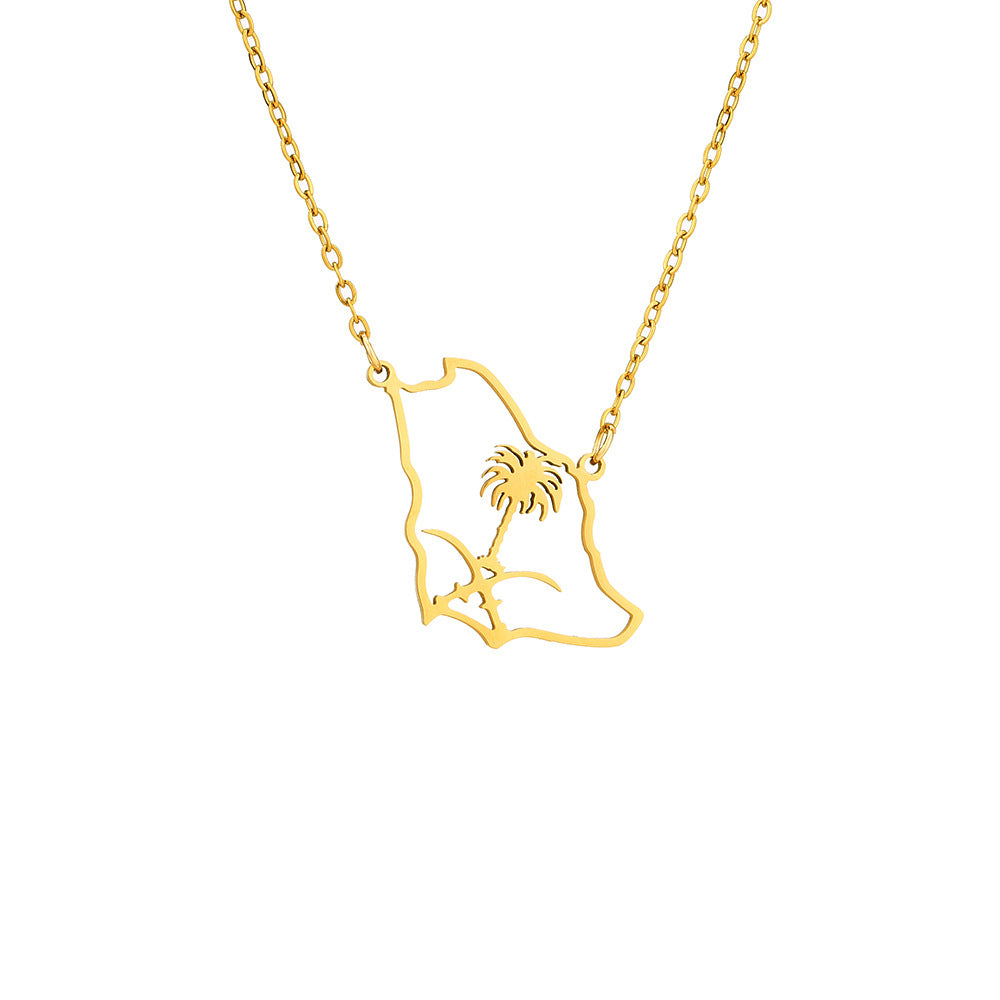 Collana con Pendente Geometrico Stile Etnico da Donna in Acciaio Inossidabile con Pendente in Acciaio al Titanio e Finitura Galvanica, Catena a O Leggera da Maglione