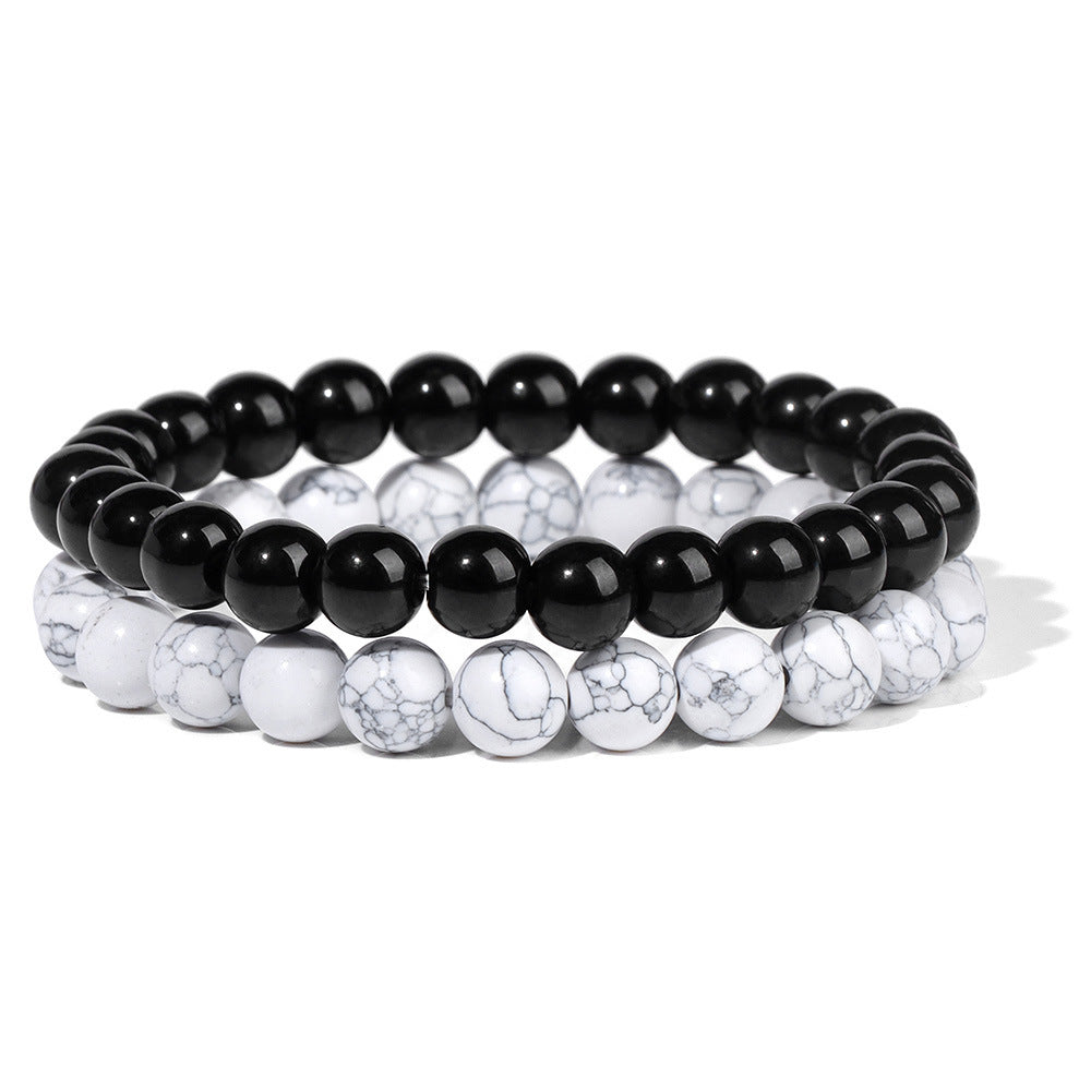 Vintage Business Geometric Natural Gemstone Beaded Bracelet Set for Unisex