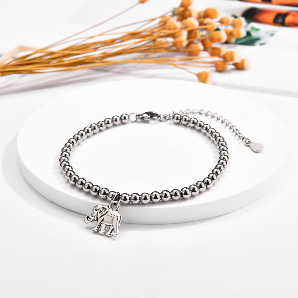 Plated Stainless Steel Animal Elephant Charm Bar Bracelet Unisex