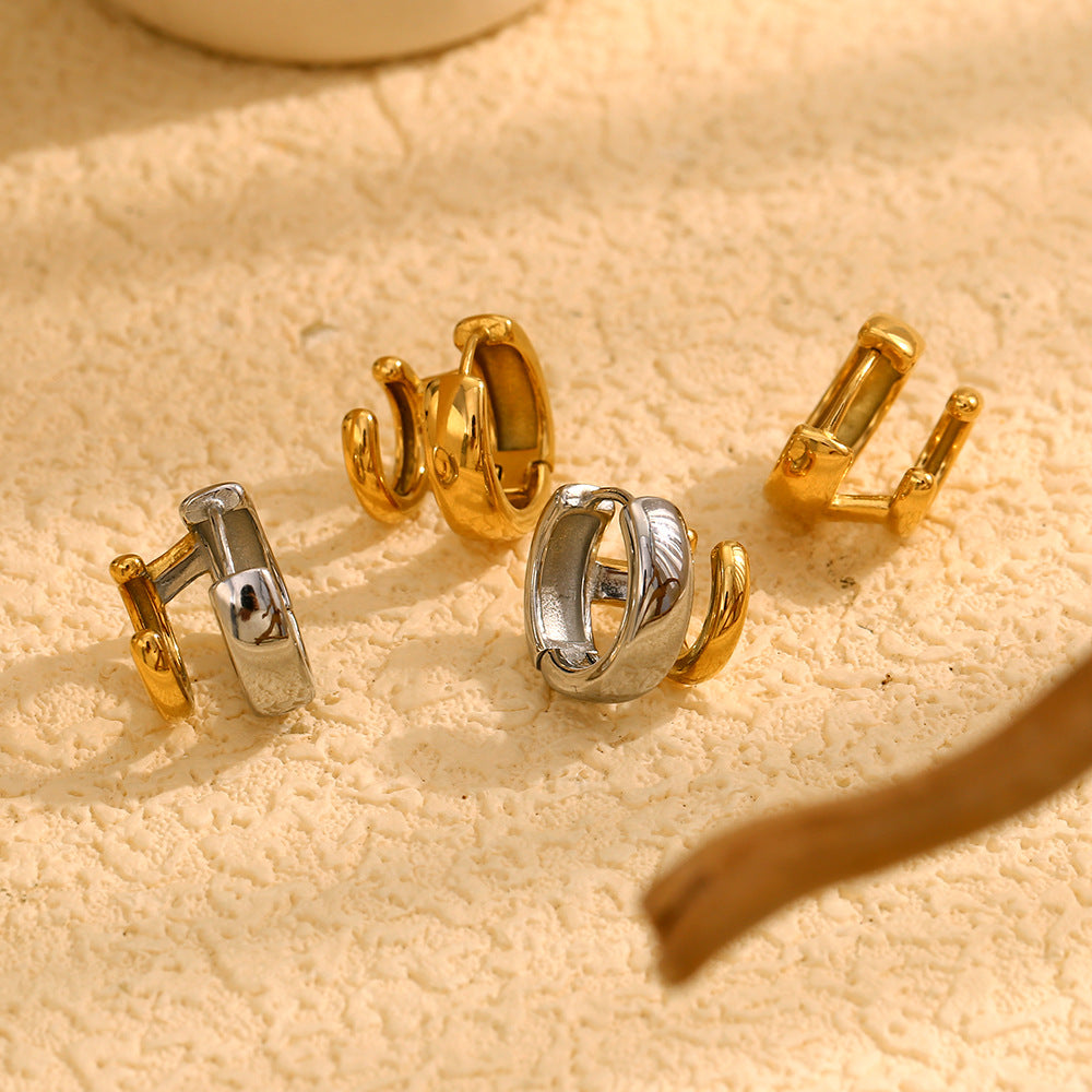 Orecchini da donna creativi geometrici in acciaio inossidabile con placcatura in oro 18 carati