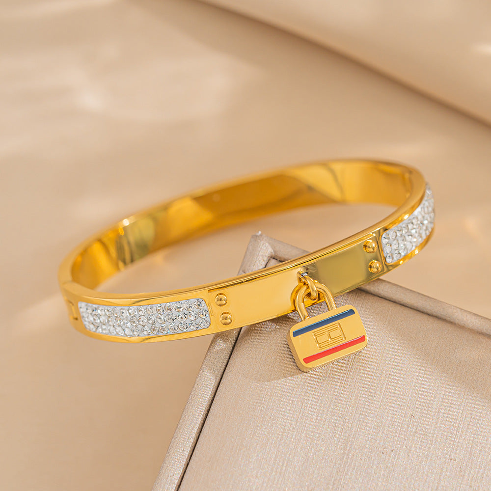 Bracciale Ovale Minimalista in Acciaio Titanio con Finitura Galvanica per Donna e Uomo