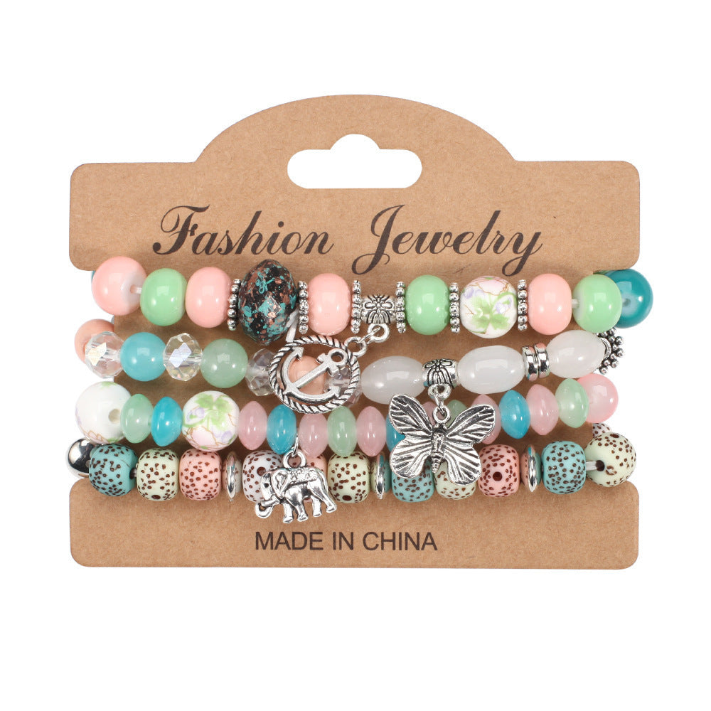 Bohemian Butterfly Floral Natural Stone Bracelet Unisex