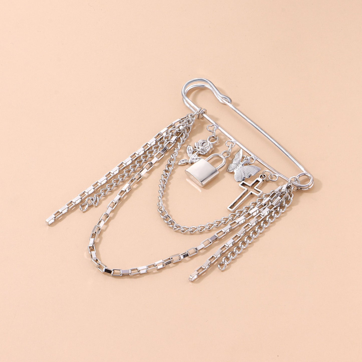 Vintage Trendy Cross Geometric Alloy Brooch for Women, Plated Metal Pin Jewelry Accessory