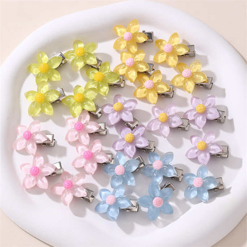 Fermaglio per capelli a fiocco stile naturale per bambine, realizzato in resina plastica con dettagli a volant e in rete, mini accessorio per capelli a tema principessa