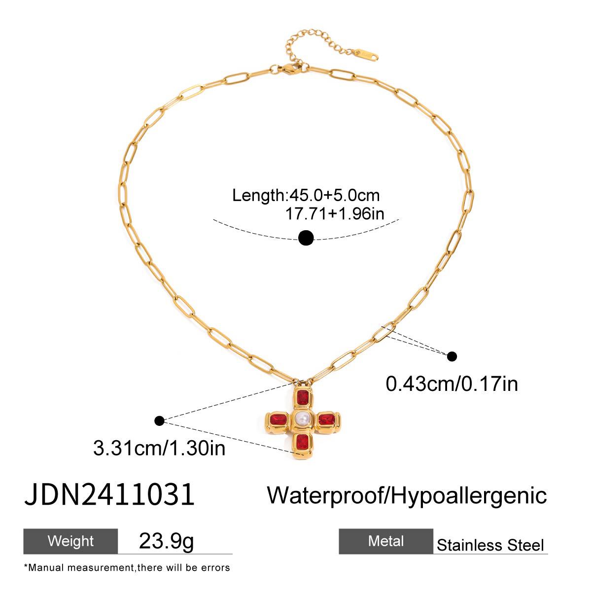 Minimalist Stainless Steel Cross Pendant Necklace Titanium Steel Plated Geometric Design for Women