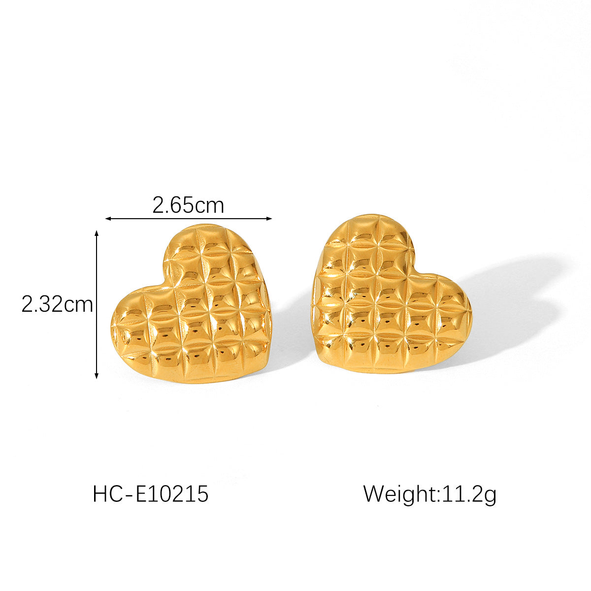 Orecchini a perno minimalisti a forma di cuore in acciaio al titanio con placcatura in oro 18 carati da donna