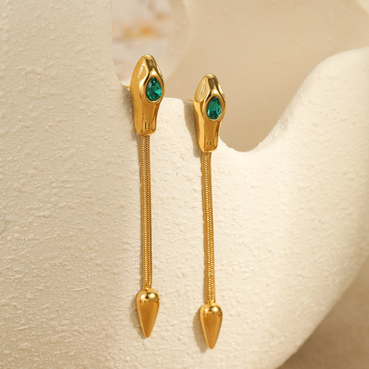 Minimalist Stainless Steel Snake-Shaped Geometric Earrings for Women with Plated Finish