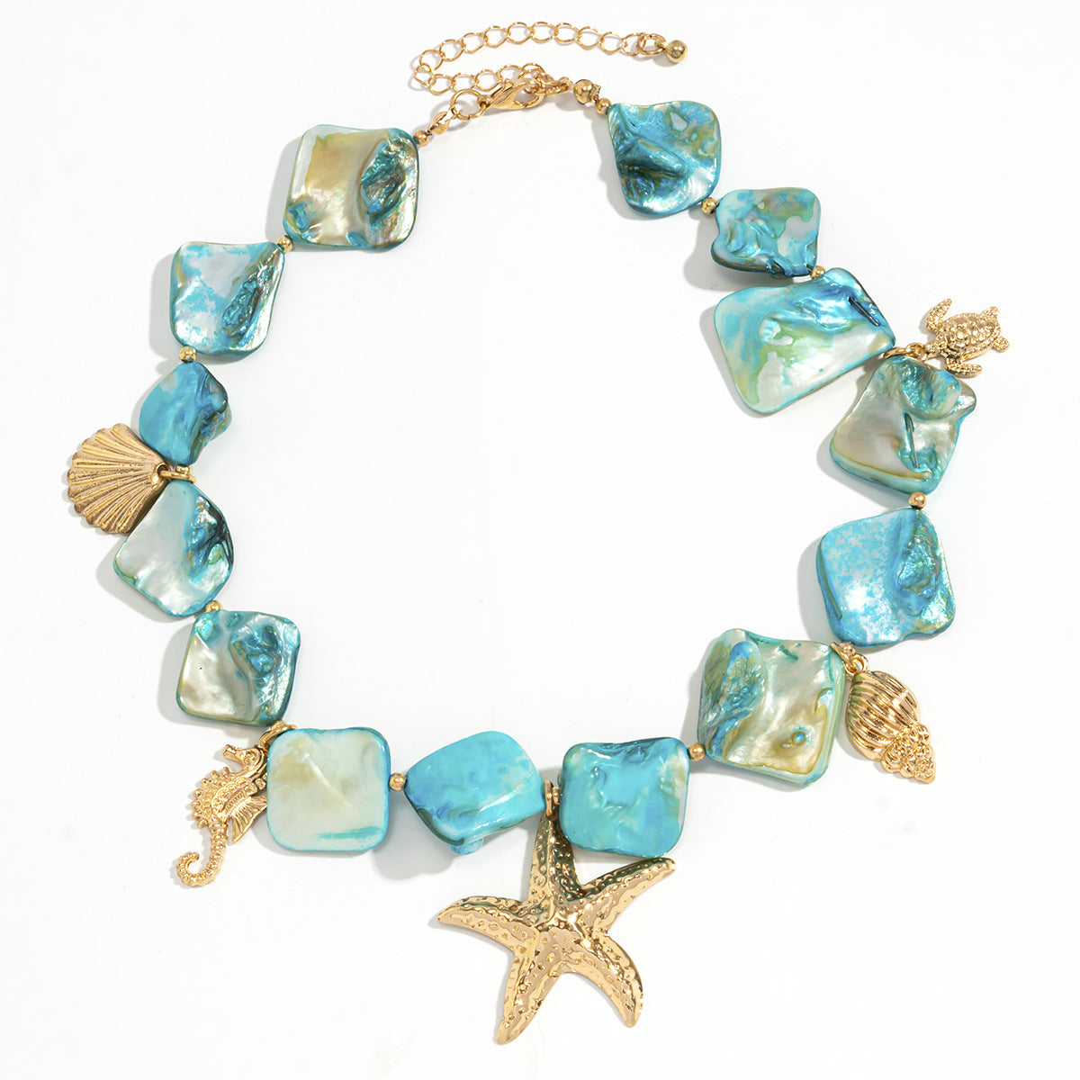 Collana pendente a stella con conchiglia minimalista in lega di zinco con finitura placcata da donna