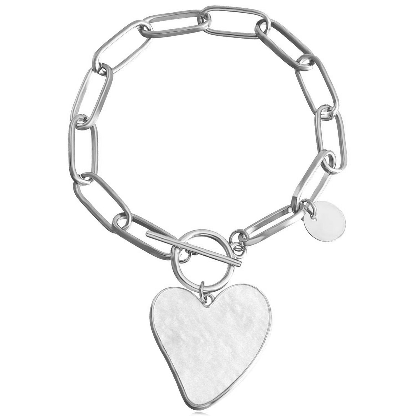 Minimalist Geometric Heart-Shaped Black and White Mother-of-Pearl Pendant Bracelet for Women with Alloy Base and Plated Finish