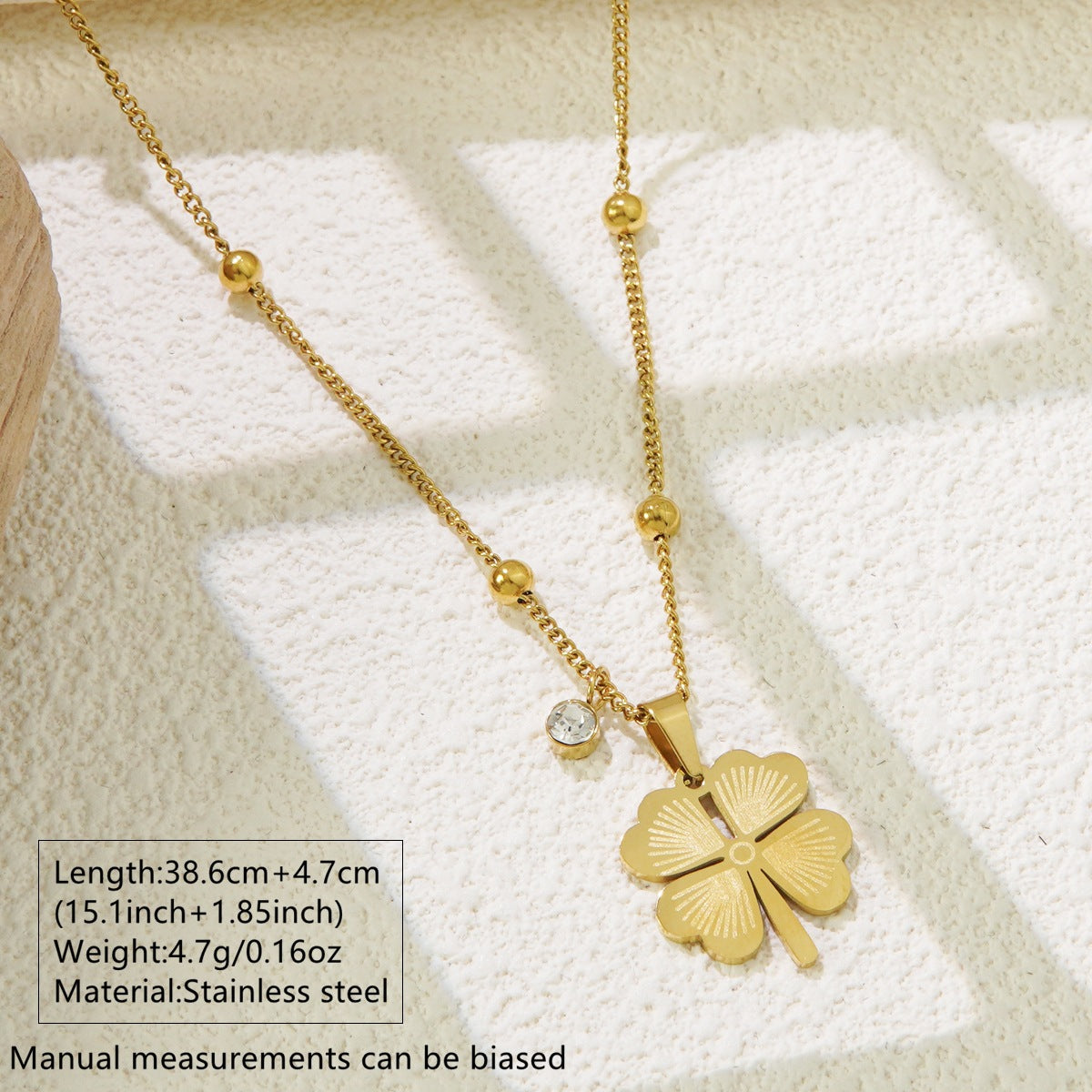 Elegant 18K Gold Plated Stainless Steel Floral Rhinestone Necklace for Women