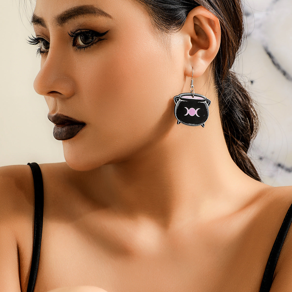 Sweet and Edgy Halloween Acrylic Earrings with Ghost Pumpkin Witch Motifs Geometric Heart Shape Stainless Steel Posts