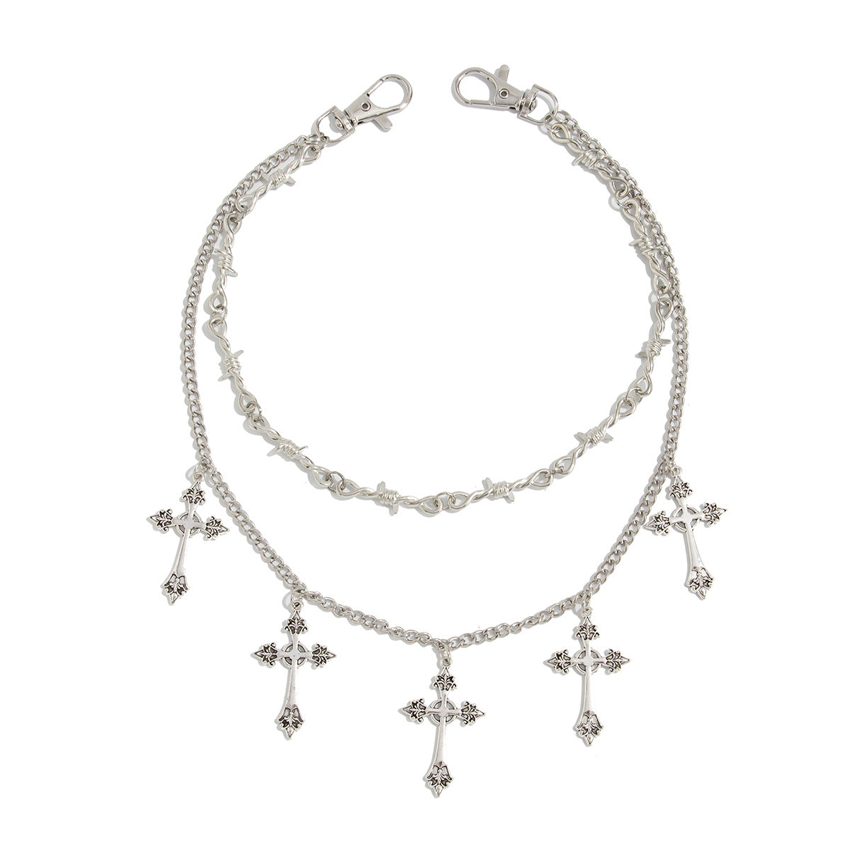 Hip-hop Minimalist Rhinestone Cross Zinc Alloy Multi-layer Waist Chain