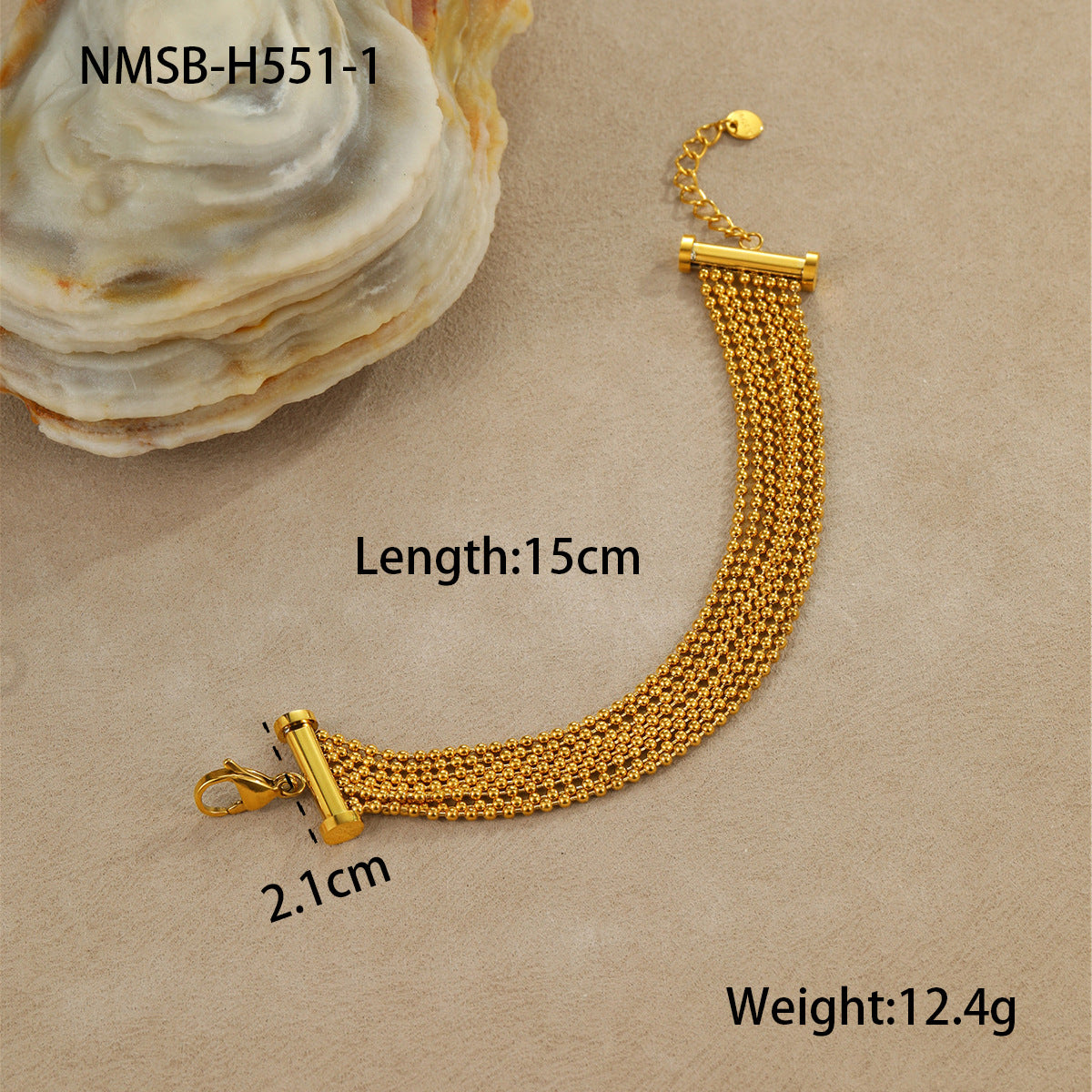 Fashionable Geometric Stainless Steel Multi-Layer Tassel Bracelet with Plated Finish for Women