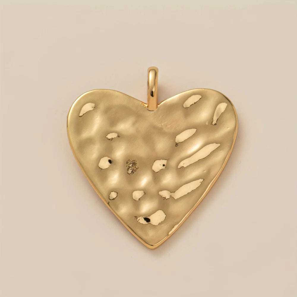 Minimalist Vintage 18K Gold Plated Brass Heart Bow Drip Oil Cubic Zirconia Charm Bar