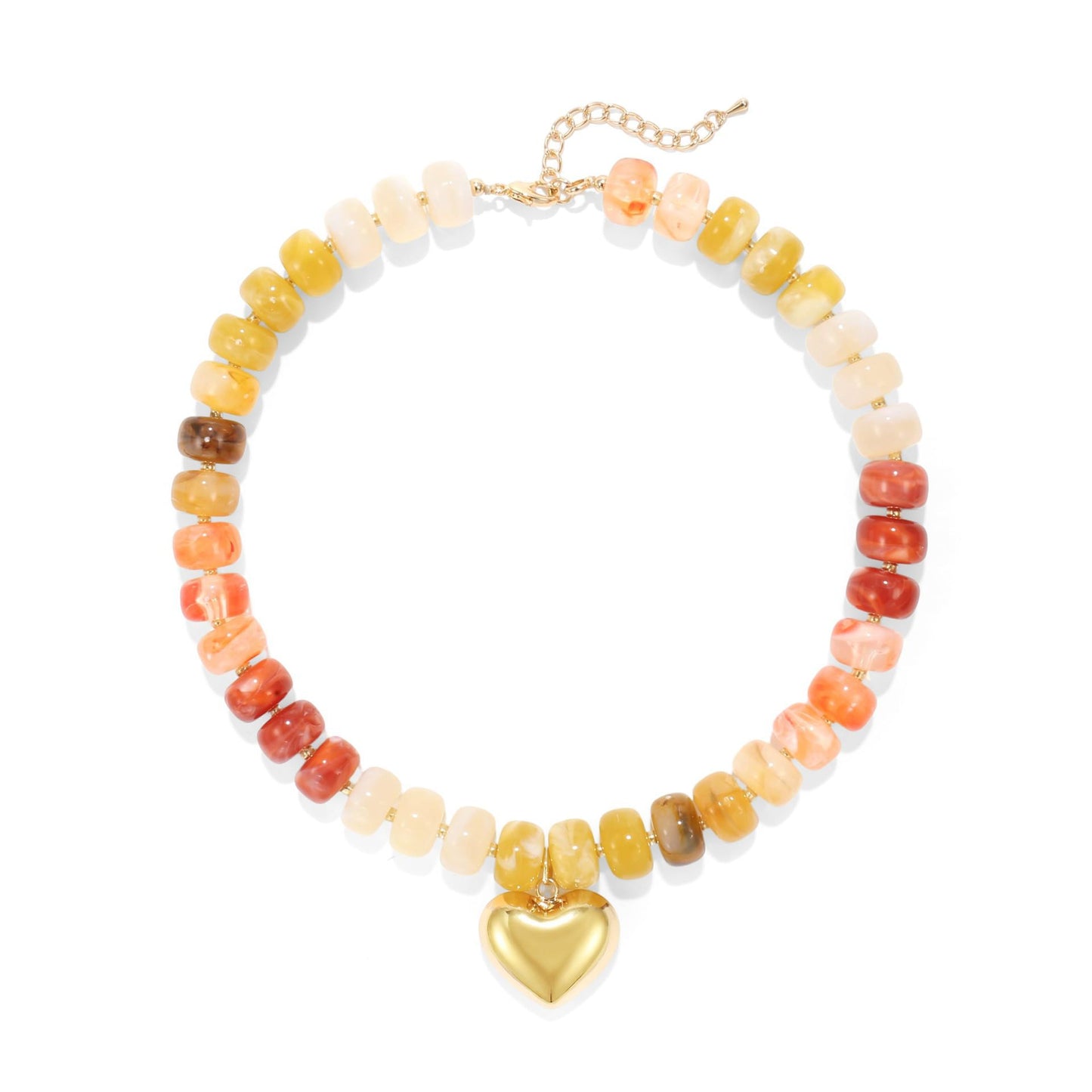 Fashionable Geometric Heart Acrylic Beaded Necklace for Women Casual Daily Wear Cable Chain
