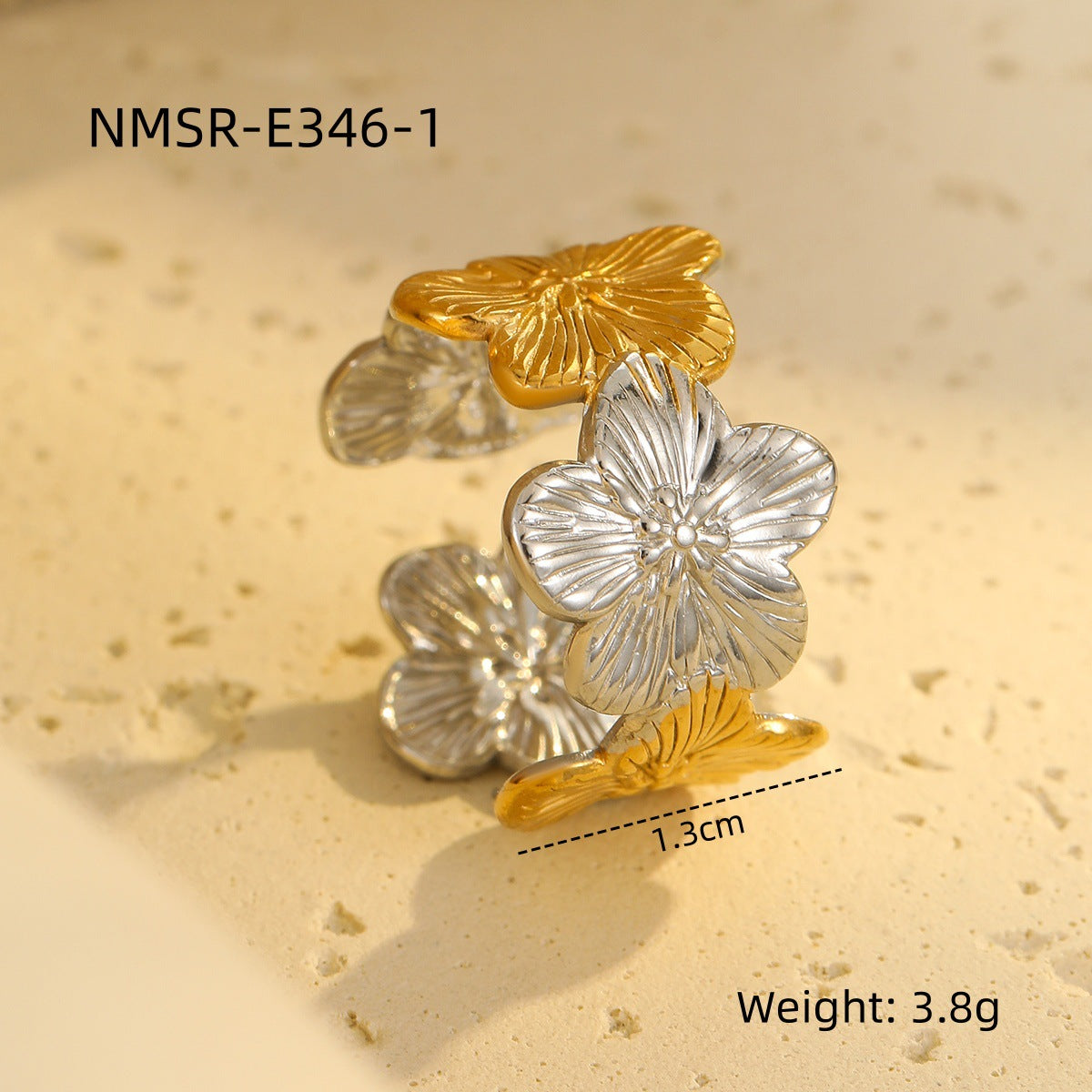 Anello da donna placcato in acciaio inossidabile con design estetico di lusso geometrico vintage