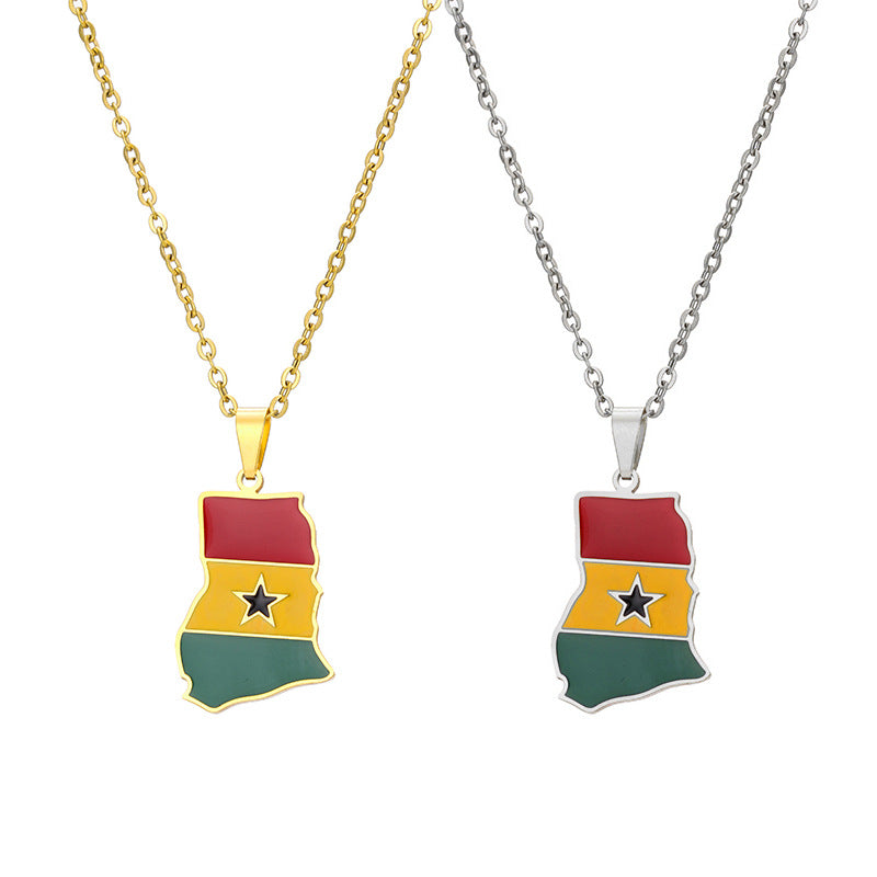 Collana con ciondolo geometrico etnico vintage in acciaio inossidabile con finitura smaltata, unisex