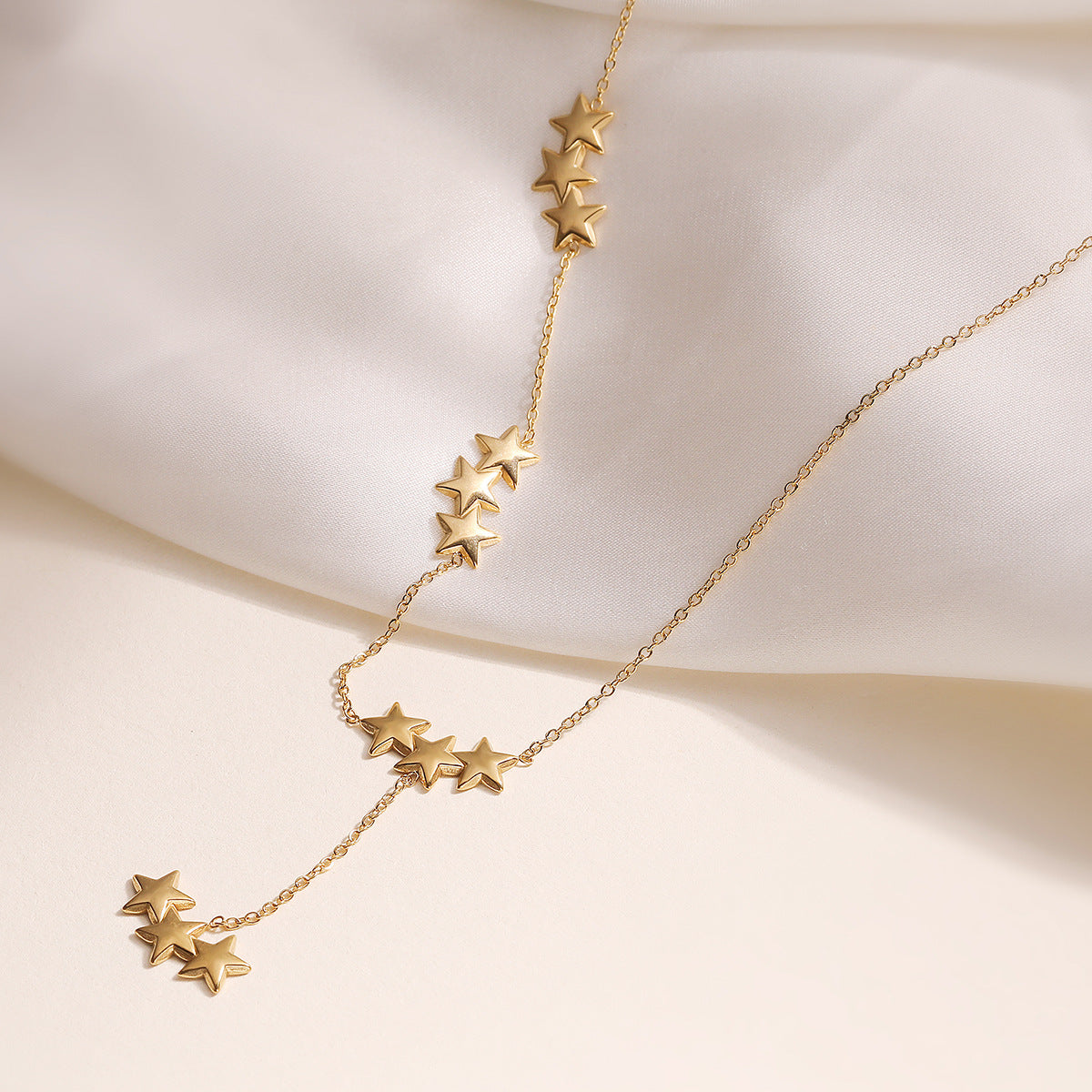 Minimalist Geometric Stainless Steel Pendant Necklace with 18K Gold Plating and Asymmetrical Tassel for Women