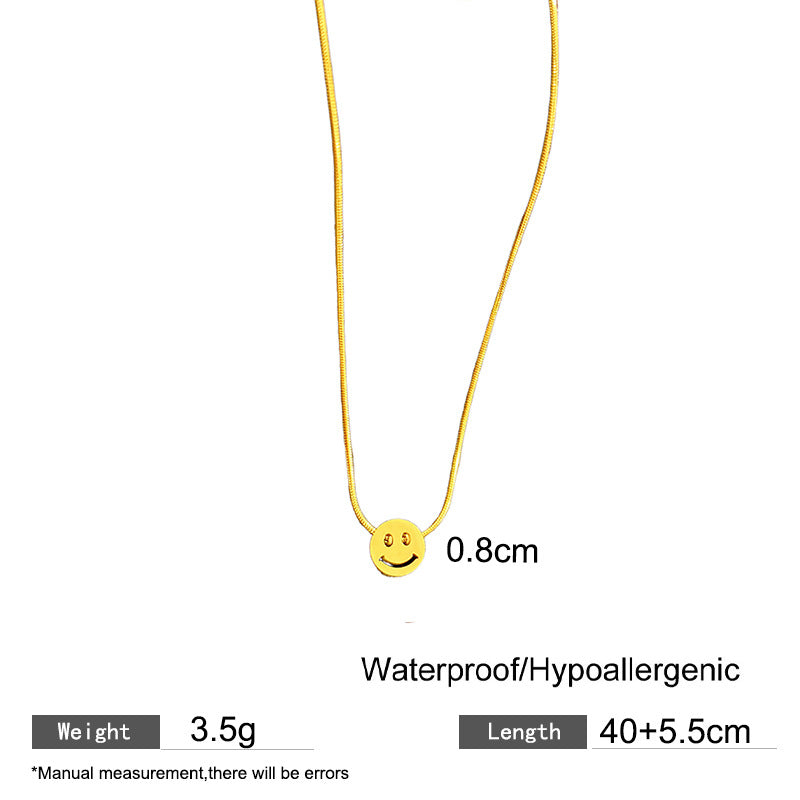 Luxury Geometric Smiley Face Hollow Design Plated Titanium Steel Snake Chain Bracelet