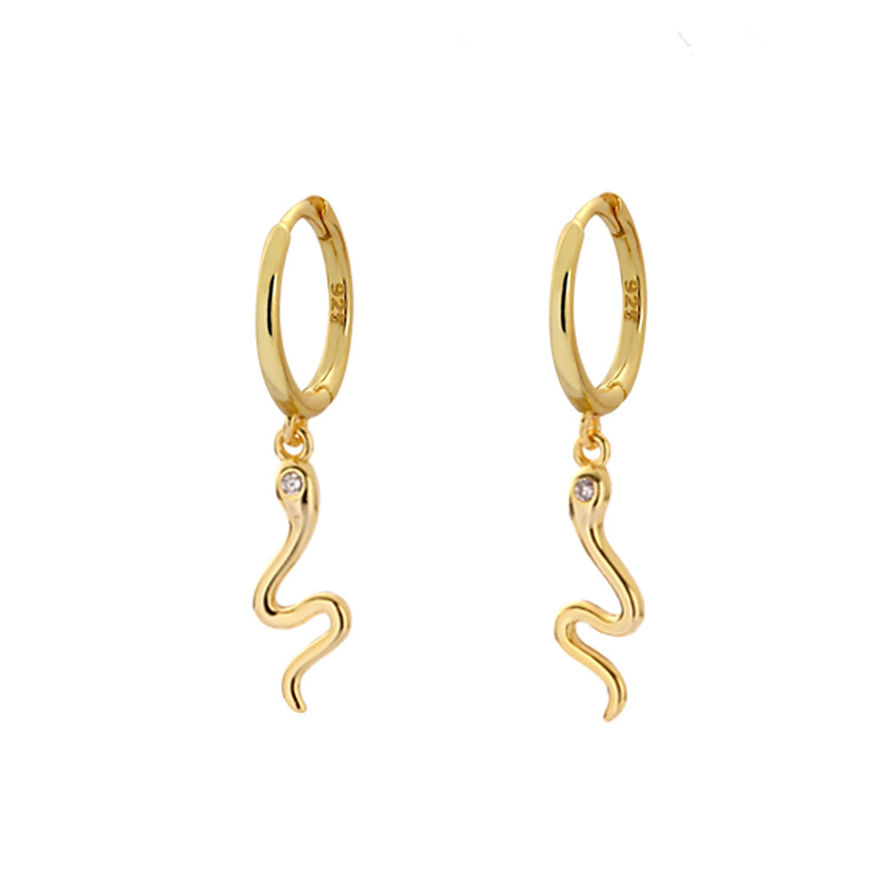 Orecchini a clip creativi a forma di animale in argento sterling S925 con intarsio di strass e finitura smaltata, unisex