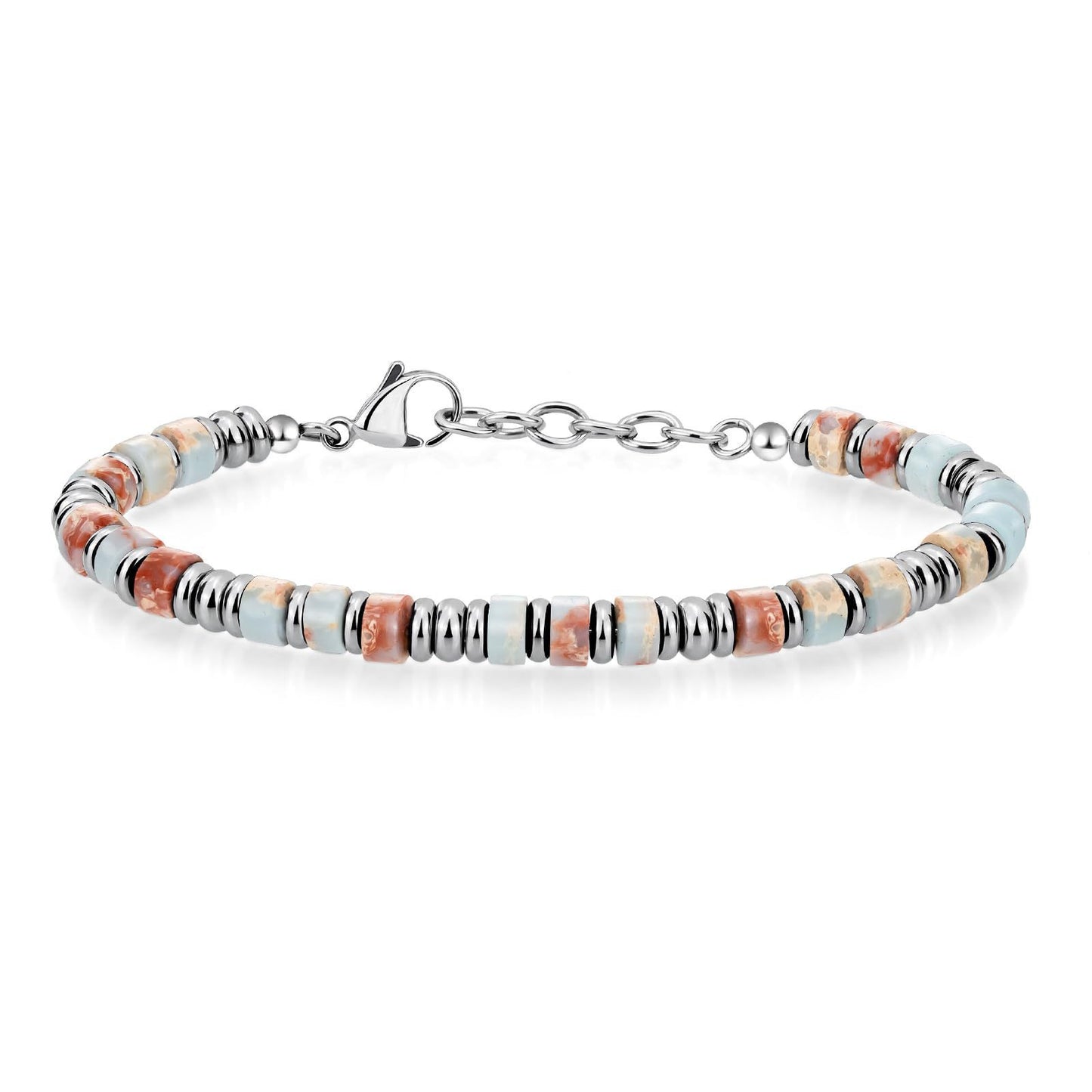 4mm Natural Obsidian Geometric Round Stainless Steel Bracelet Unisex