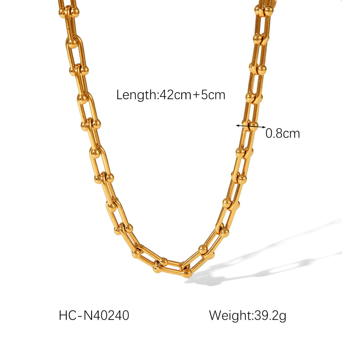 Minimalist Geometric U-Shaped Horseshoe Clasp Stainless Steel Necklace for Women with Electroplated Titanium Steel Finish