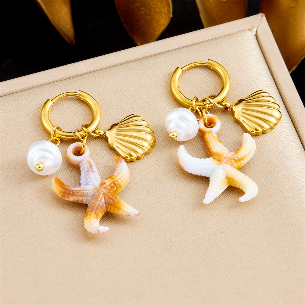 Sweet Stainless Steel Drip Oil Plated Butterfly Fruit Drop Earrings