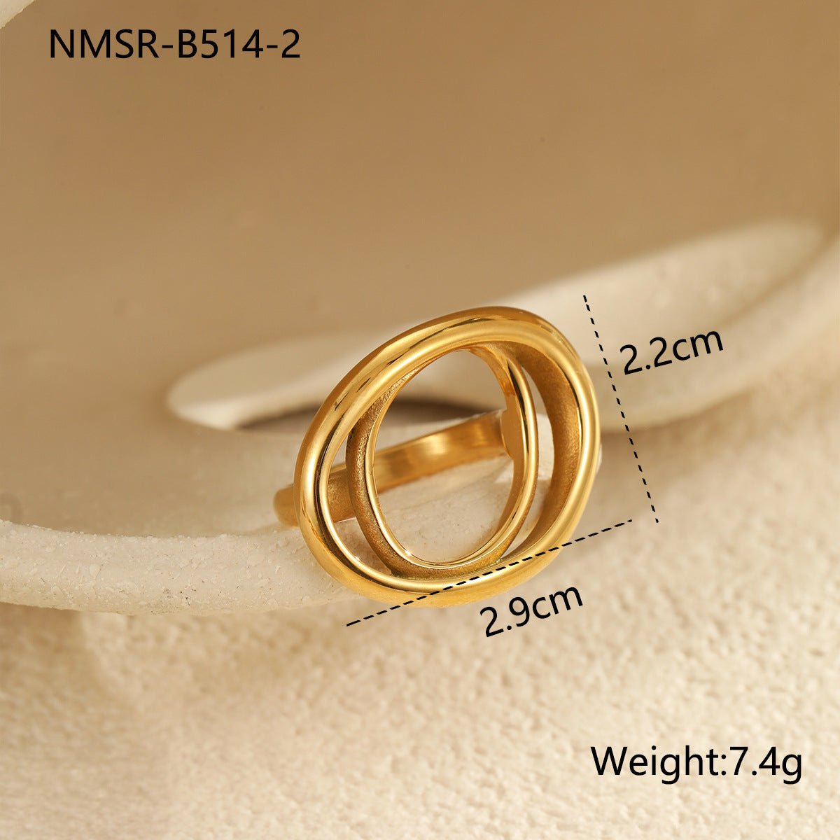 Anillo minimalista geométrico de acero de titanio para mujer con acabado chapado, banda personalizada de acero inoxidable de alta gama
