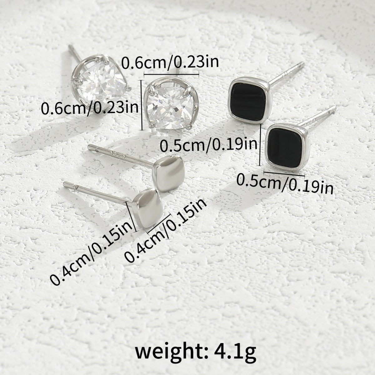 Orecchini a perno geometrici minimalisti in rame con intarsio di zirconi per donna, stile fresco e dolce