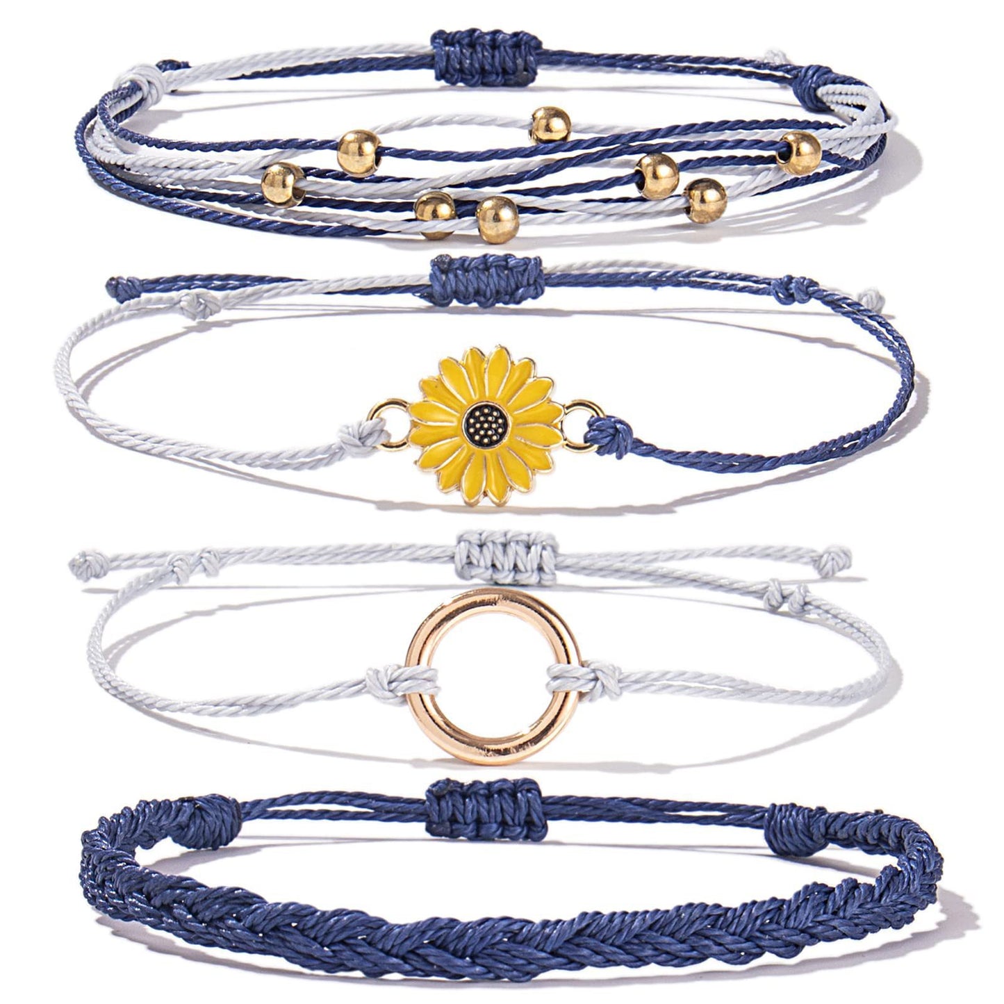 Bohemian Floral Sunflower Handmade Woven Bracelet for Women