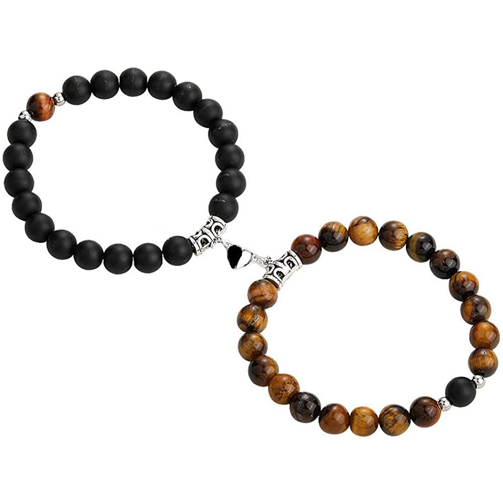 Matte Alloy Heart Geometric Bracelet with Turquoise Crystal Inlay Unisex Magnetic Jewelry