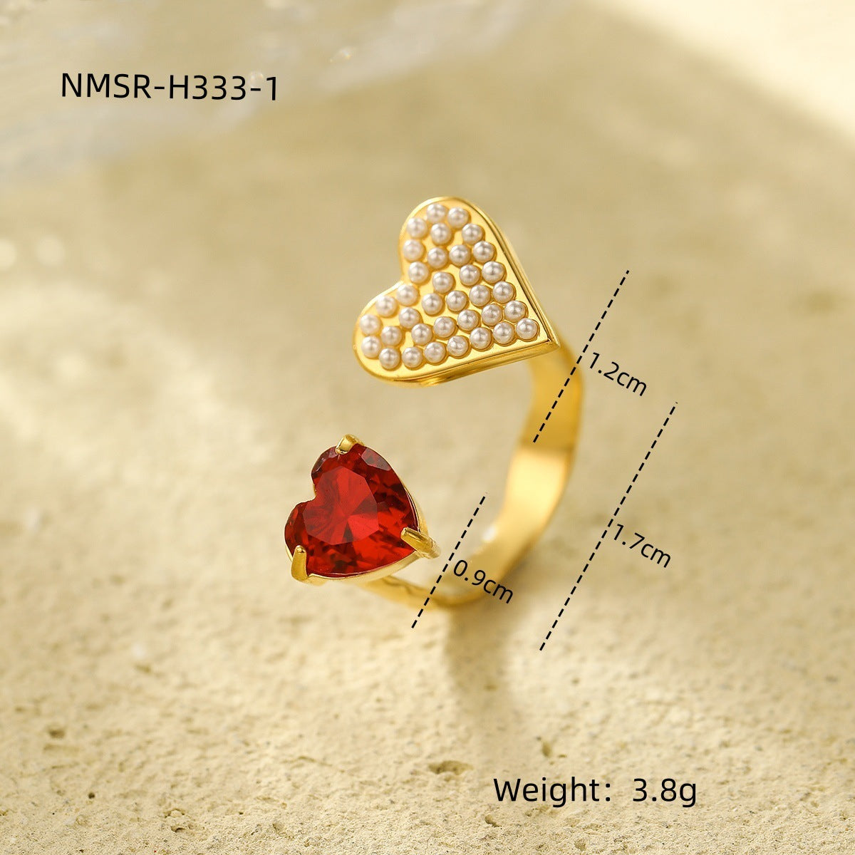 Anello Elegante Regolabile in Acciaio al Titanio Ispirato alla Francia per Donna con Forma a Cuore e Intarsio di Strass