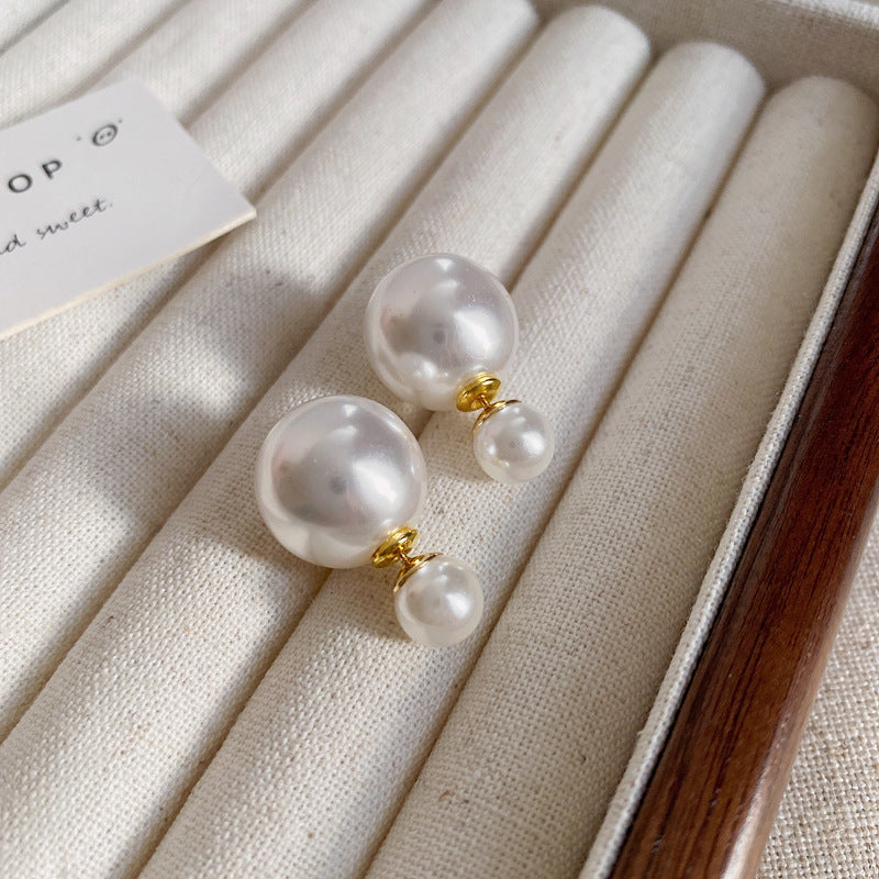 Eleganti Orecchini a Perno da Donna in Stile Francese Vintage con Zirconi Geometrici e Perle Imitazione