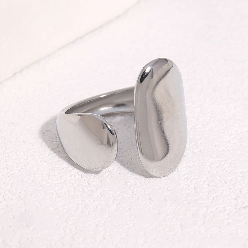 Minimalist Geometric Gold Plated Stainless Steel Open Ring for Women