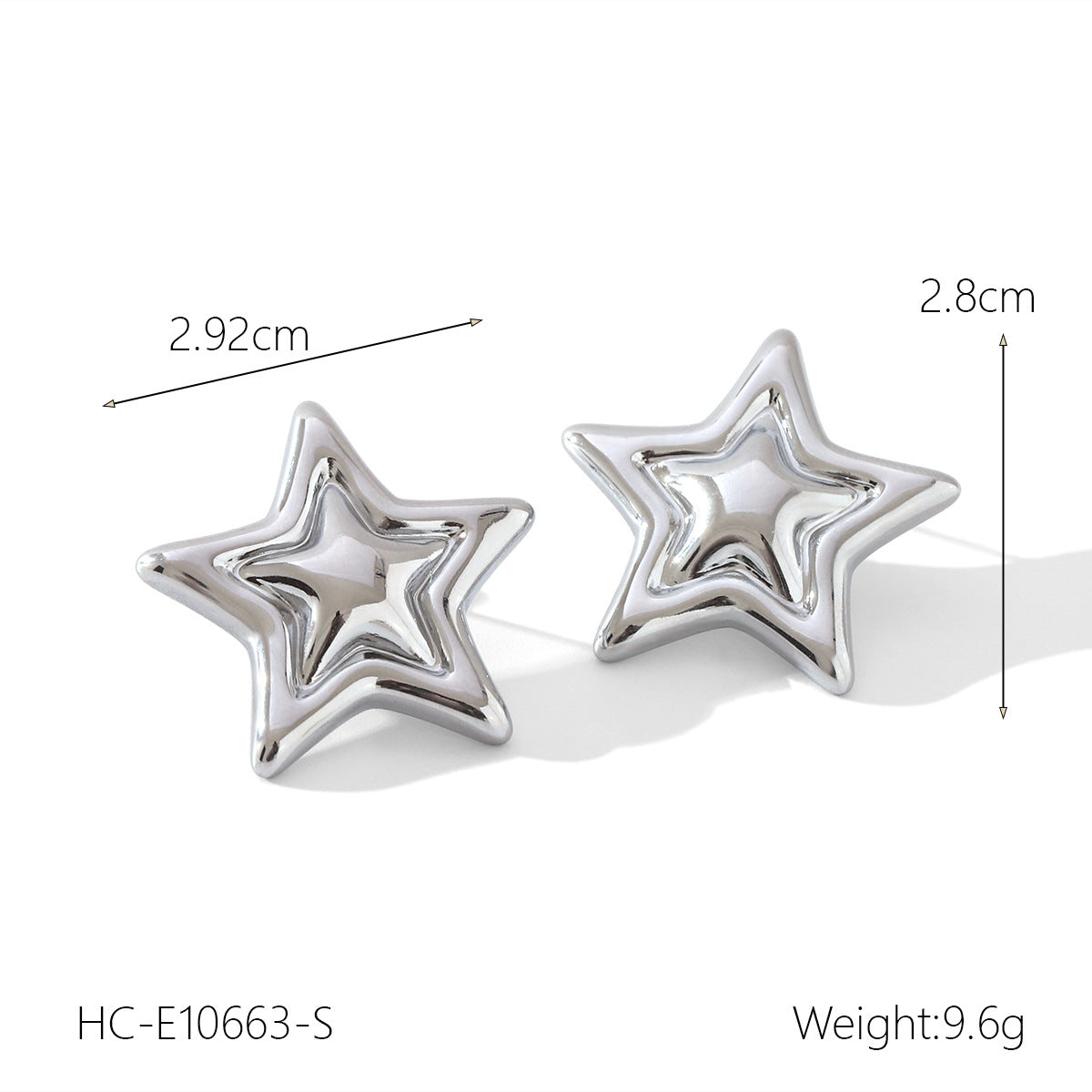 Minimalist Geometric Star Stainless Steel Stud Earrings with Plated Finish for Women