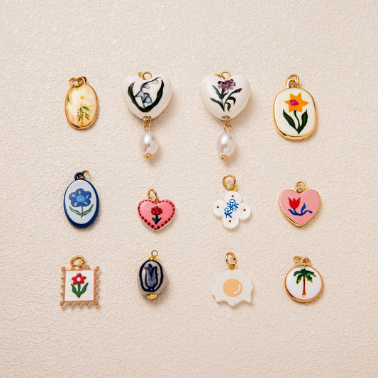 Minimalist PVD Plated Brass Fruit Print Charm Bar