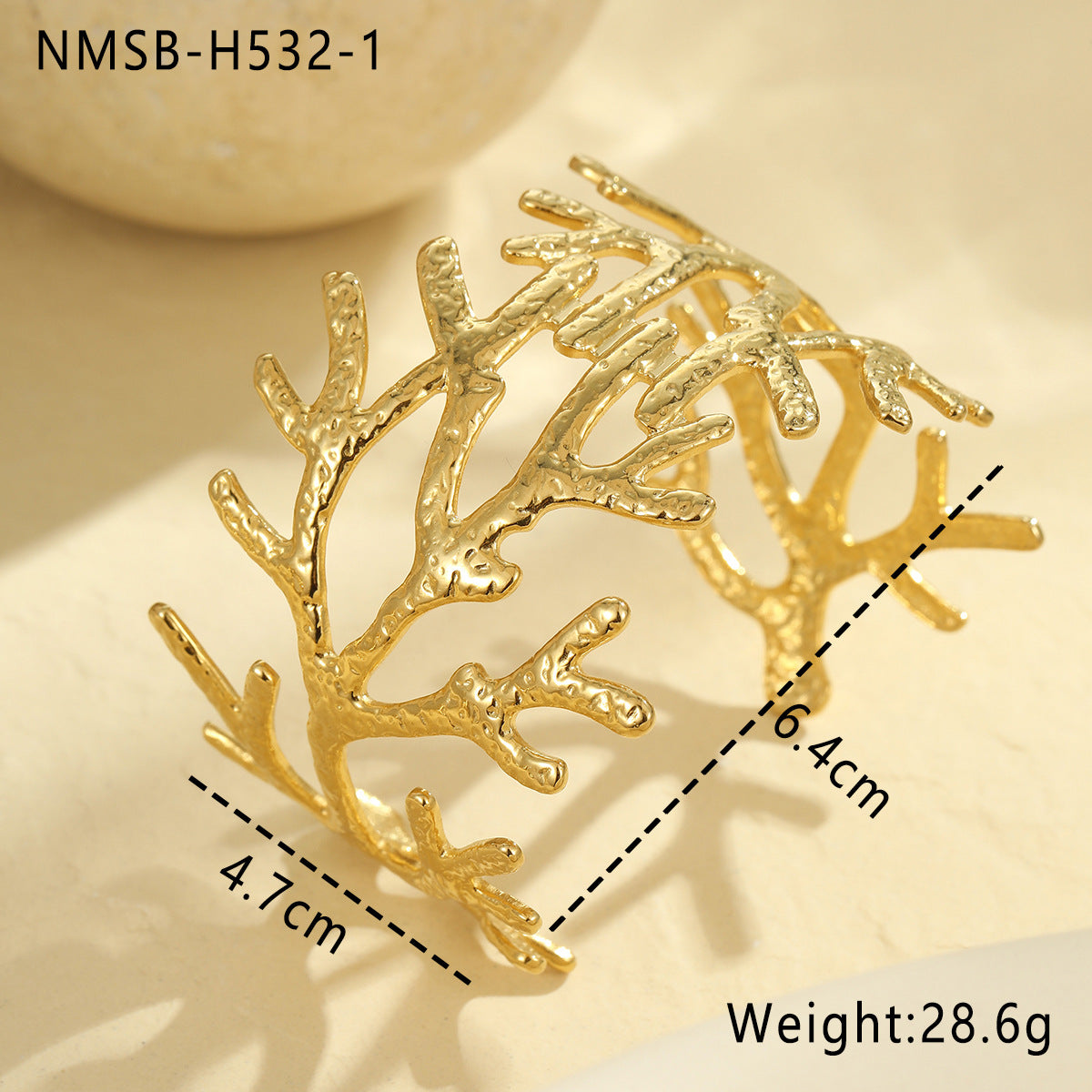 Fashionable Ocean-Themed Geometric Stainless Steel Bracelet with 18K Gold Plating for Women