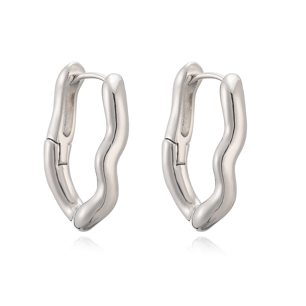 Casual Minimalist Geometric Gold Plated Brass Irregular Hoop Earrings for Women